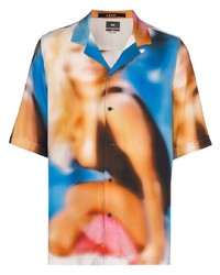 Multi colored Denim Short Sleeve Shirt