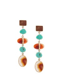 Melissa Joy Manning 14kt Yellow Gold Agate Turquoise Earrings