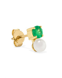 Jemma Wynne 18 Karat Gold Emerald And Pearl Earring