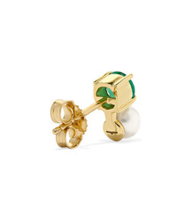 Jemma Wynne 18 Karat Gold Emerald And Pearl Earring