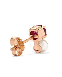 Jemma Wynne 18 Karat Gold Ruby And Pearl Earring
