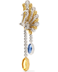 Buccellati 18 Karat Yellow And White Gold Diamond And Sapphire Earrings