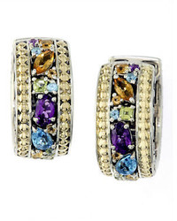EFFY Balissima Sterling Silver And 18kt Yellow Gold Multi Colored Stone Hoop Earrings