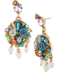 Betsey Johnson Weave And Sew Multi Woven Round Drop Earrings