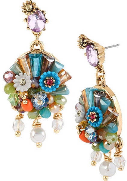 Betsey Johnson Weave And Sew Multi Woven Round Drop Earrings, $45