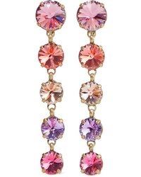 Roxanne Assoulin Drip Drop Gold Tone Swarovski Crystal Clip Earrings
