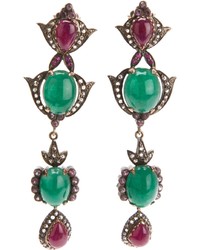 Petralux Emerald And Diamond Vintage Style Earrings