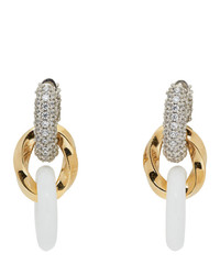Bottega Veneta Gold And White Drop Chain Earrings