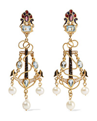 Percossi Papi Gold Plated And Enamel Multi Stone Earrings