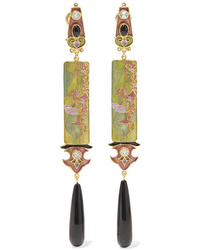 Percossi Papi Gold Plated Enamel And Multi Stone Earrings