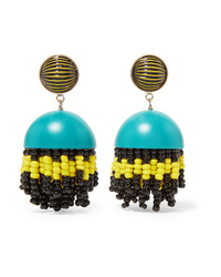 Etro Gold Tone Enamel Glass And Resin Clip Earrings