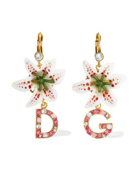Dolce & Gabbana Lilium Gold Tone Resin And Crystal Earrings