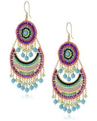 Miguel Ases Turquoise And Multicolored Small Bohemian Drop Earrings