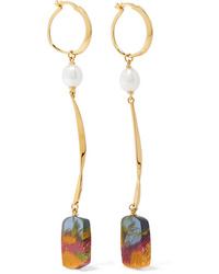 Ejing Zhang Viv Gold Plated Pearl And Resin Earrings