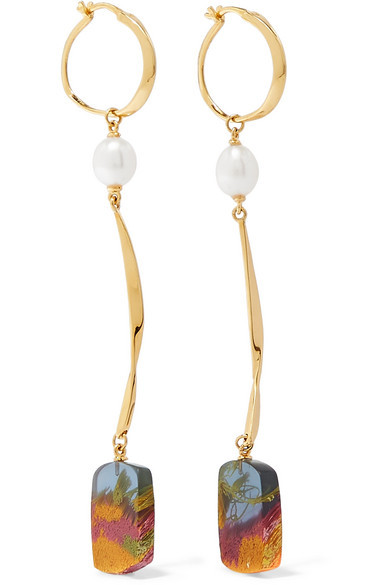 Ejing Zhang Viv Gold Plated Pearl And Resin Earrings, $170 | NET-A ...