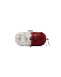Marzook Red And White Crystal Embellished Pill Bag
