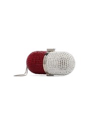 Marzook Red And White Crystal Embellished Pill Bag