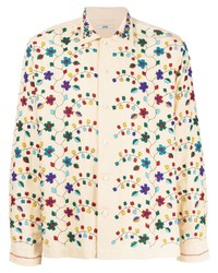 Bode Bead Embellished Cotton Linen Shirt