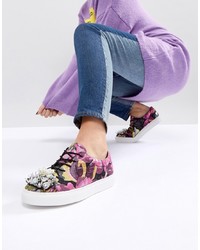 Multi colored Embellished Low Top Sneakers