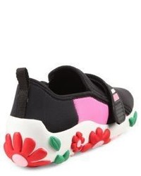 Prada Multicolor Flower Embellished Grip Tape Sneakers