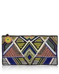 River Island Blue Embroidered Clutch