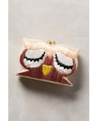 Serpui Marie Embroidered Owl Clutch Sand All Clutches