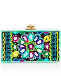 Edie Parker Jean Clutch With Embroidered Inlay