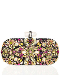 Marchesa Lily Crystal Embroidered Clutch Black Multi