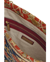 Tory Burch Embroidered Linen Shoulder Bag