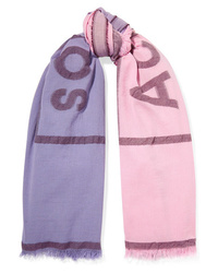 Acne Studios Vinnie Two Tone Embroidered Cotton Blend Scarf