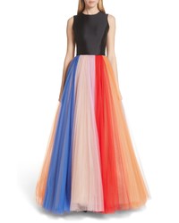 Carolina Herrera Colorblock Tulle Gown