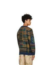 Beams Plus Multicolor Jacquard Patchwork Sweater