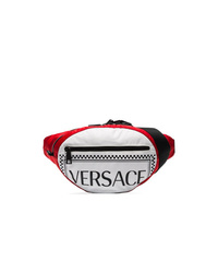Versace Red And White Logo Cross Body Bag