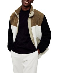 Topman Cut Sew Colorblock Fleece Jacket