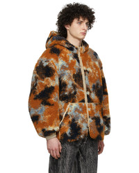 R13 Orange Black Fleece Hoodedjacket