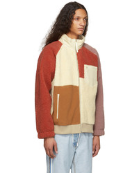 Helmut Lang Red Off White Patchwork Fleece Sweatshirt