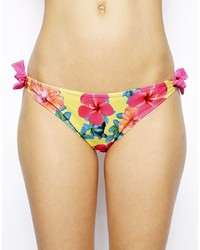 South Beach Super Nature Fleur Tropical Flower Print Tie Side Bikini Bottom