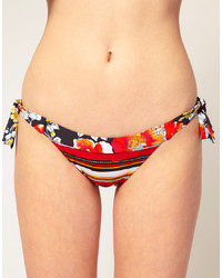 Sunseeker Stripe Bikini Bottom With Floral Ties