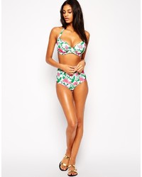 Asos Collection Fuller Bust Thistle Floral Print Molded Plunge Bikini Top Dd G