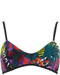 River Island Blue Tropical Print Cami Bikini Top