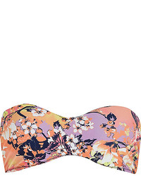 River Island Pink Floral Print Bandeau Bikini Top