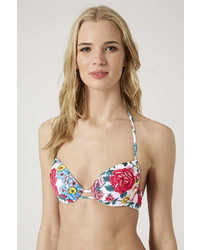 Topshop Pop Floral Plunge Bikini Top
