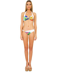 Caffe Swimwear Twist Top Halter Bikini In Floral Print
