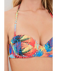 Forever 21 Tropical Foliage Push Up Corset Bikini Top