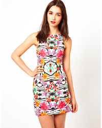 A Wear Tropical Print Body Conscious Dress