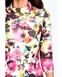 Boohoo Alyisia Abstract Floral Turtle Neck Dress