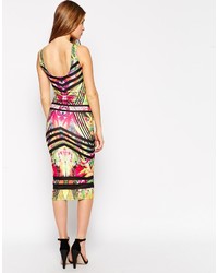 Lasula Tropical Print Body Conscious Dress