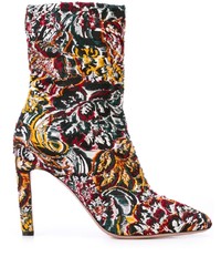 Multi colored Floral Canvas Ankle Boots