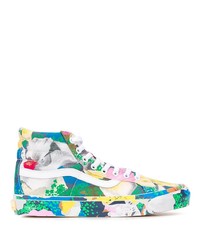 Multi colored Floral Canvas High Top Sneakers