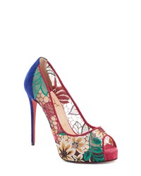 Christian Louboutin Very Lace Floral Peep Toe Pump